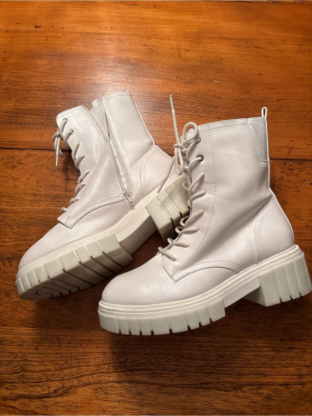 Call It Spring White Lace-Up Platform Combat Boots